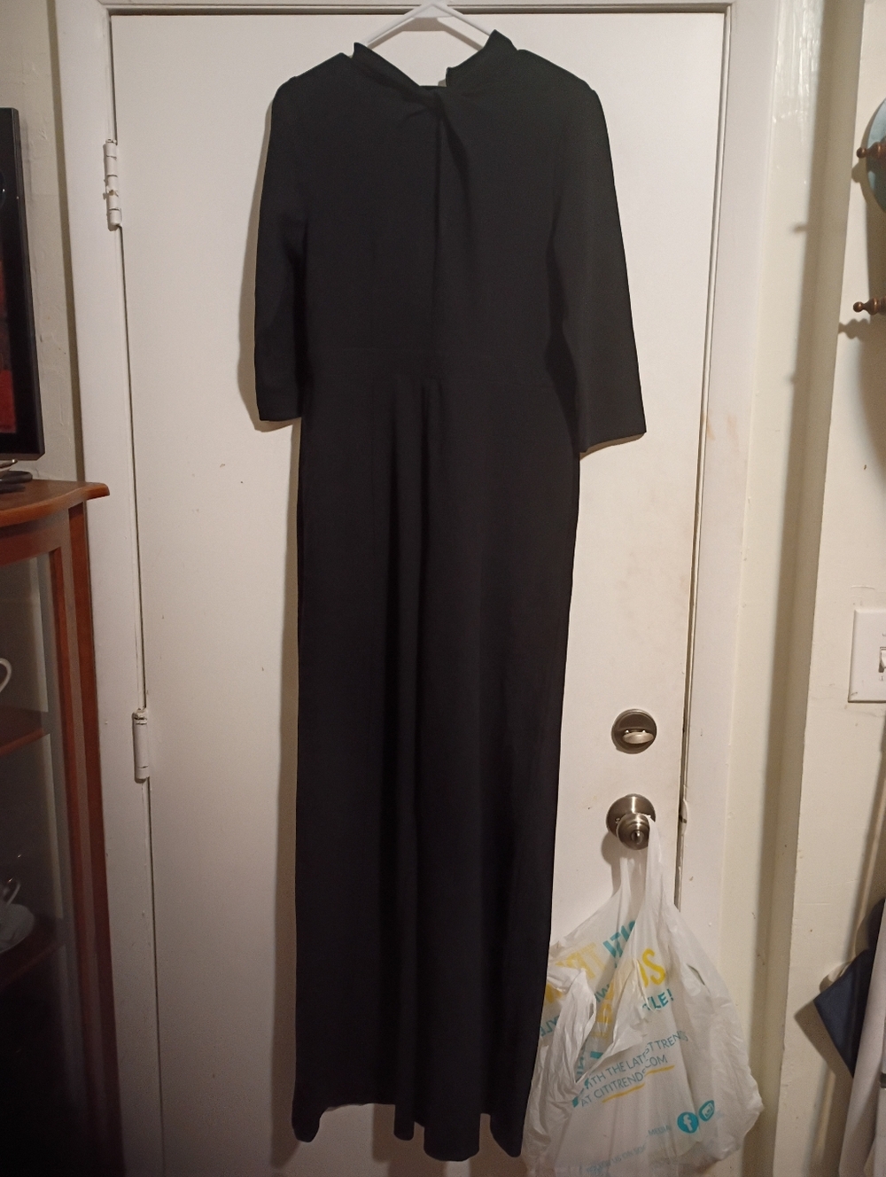 Classic Black Maxi Jumpsuit with Three-Quarter Sleeves